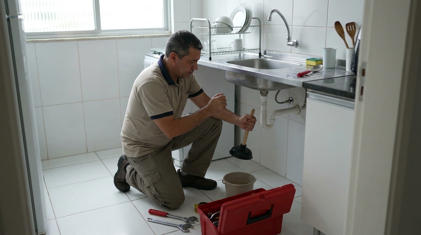 Desentupimento de pia residencial em Cuiabá‑MT