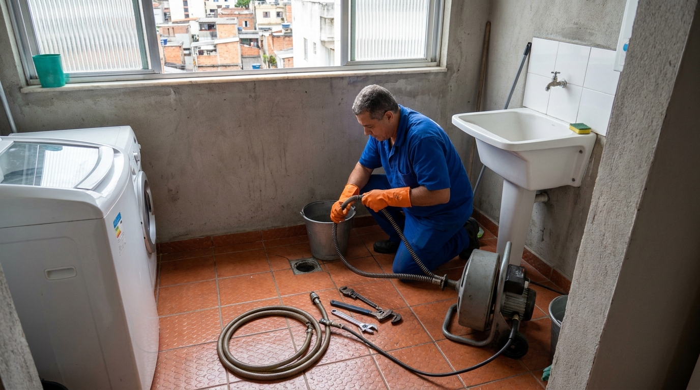 Desentupimento de ralo com equipamento em Cuiabá‑MT