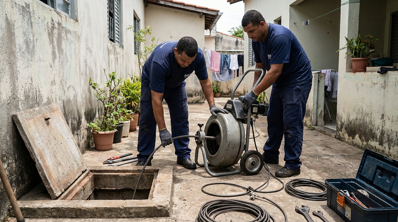 Desentupimento de rede de esgoto em Cuiabá‑MT