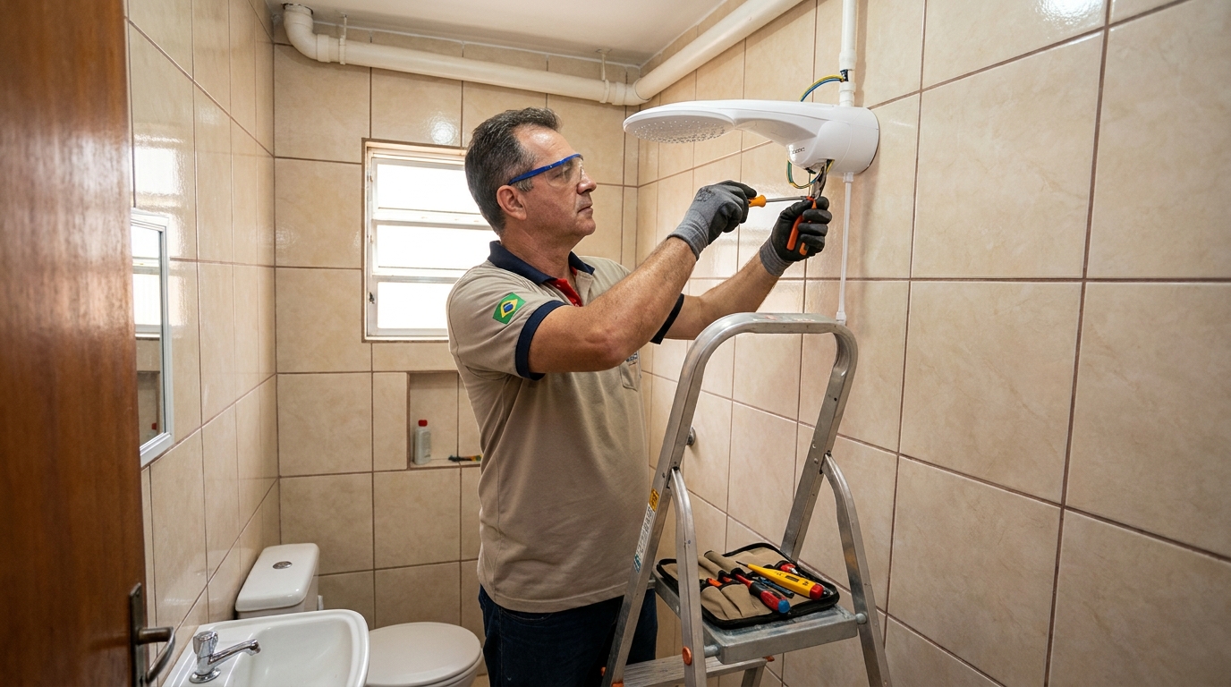 Instalação de chuveiro no banheiro em Cuiabá‑MT