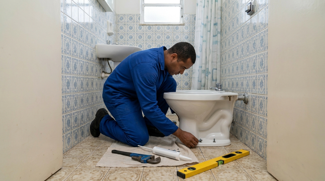 Instalação de vaso sanitário residencial em Cuiabá‑MT